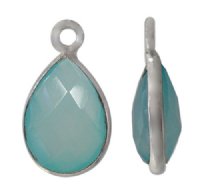 1 11x8mm Faceted Chalcedony and Sterling Silver Teardrop Pendant