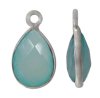 1 11x8mm Faceted Chalcedony and Sterling Silver Teardrop Pendant