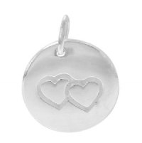 1, 12mm Sterling Silver Two Hearts Charm Pendant
