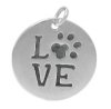 1, 12mm Sterling Silver Love / Paw Print Charm Pendant