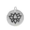 1 12.5mm Round Sterling Silver Lotus Charm Pendant