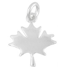 1, 12x12mm Sterling Silver Maple Leaf Charm Pendant
