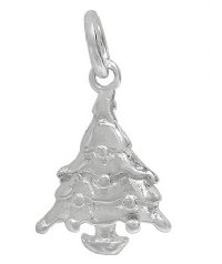 1 13x10mm Sterling Silver Christmas Tree Charm Pendant