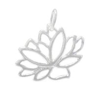 1, 13x16mm Open Sterling Silver Lotus Charm Pendant