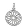 SS350 1, 14mm Sterling Silver Round Flat Flower Pendant