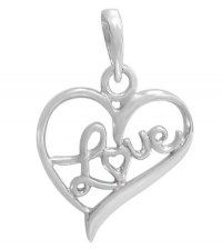 1, 16.5mm Sterling Silver Love Heart Charm Pendant