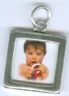 1 17mm Sterling Silver Double Sided Square Photo Frame Pendant