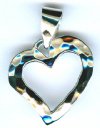 1 20mm Sterling Silver Open Hammered Heart Pendant