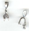  SS378 1 20x6mm Sterling Silver Long Two Leaf Pinch Bail