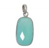 1 24x13mm Faceted Chalcedony and Sterling Silver Rectangle Pendant
