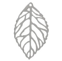 1 26x15mm Sterling Silver Open Leaf Charm Pendant