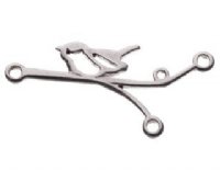 SS4157 1, 24x5mm Sterling Silver Chickadee on a Branch Connector Bar / Link
