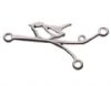 SS4157 1, 24x5mm Sterling Silver Chickadee on a Branch Connector Bar / Link