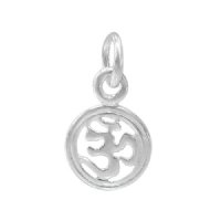 1, 8mm Sterling Silver Round Open Om Charm Pendant