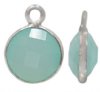 1 9mm Faceted Green Chalcedony and Sterling Silver Round Pendant