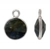 1 9mm Faceted Labradorite and Sterling Silver Round Pendant