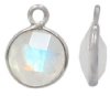 1 9mm Faceted Moonstone and Sterling Silver Round Pendant