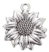1, 21x18mm Antique Silver Sunflower Pendant / Charm