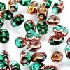 DUO-550720 - 10 Grams Transparent Emerald & Capri Gold 2.5x5mm Superduo Beads