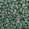 10 Grams Opaque Turquoise Green Silver Picasso 2.5x5mm Super Duo Beads