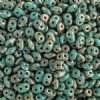 10 Grams Opaque Turquoise Green Silver Picasso 2.5x5mm Superduo Beads