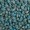 10 Grams Opaque Turquoise Blue Silver Picasso 2.5x5mm Super Duo Beads
