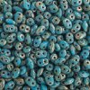 10 Grams Opaque Turquoise Blue Silver Picasso 2.5x5mm Superduo Beads