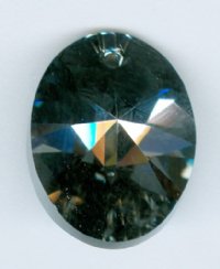 1 18mm Silver Night Crystal Swarovski Xilion Oval Pendant
