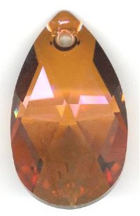 1 38mm Copper Crystal Swarovski Pear Drop