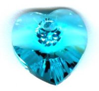 1 10mm Light Turquoise Swarovski Heart Pendant