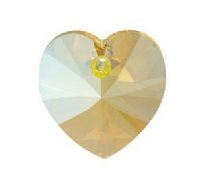 1 10mm Light Topaz Shimmer Swarovski Heart Pendant