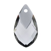1, 22mm Metallic Light Chrome Capped Black Diamond Pear Drop