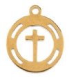 Pack of 6, 11.4x10mm Gold Sweet & Petite Cross Encircled in a Wreath Charms
