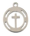 Pack of 10, 11.4x10mm Silver Sweet & Petite Cross Encircled in a Wreath Charms