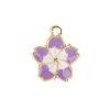 1, 16x13mm Sweet & Petite Purple Enamelled Flower Pendant / Charm