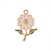 1, 27x19.5mm Sweet & Petite Pink Enamelled Daisy Pendant / Charm