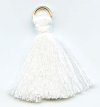 Pack of 10, 1 Inch White Poly Cotton Tassels with Ring