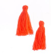 Pack of 5, 1 Inch Hot Salmon Pink Cotton Tassels