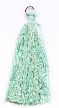 Pack of 10, 2.25 Inch Light Turquoise Poly Cotton Tassels with Ring