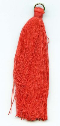 Pack of 10, 2.25 Inch Red Poly Cotton Tassels with Ring