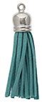 Pack of 4, 5.5cm Aqua and Silver Faux Suede Tassels