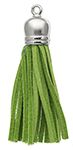 Pack of 4, 5.5cm Green and Silver Faux Suede Tassels