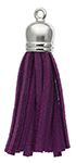 Pack of 4, 5.5cm Purple and Silver Faux Suede Tassels