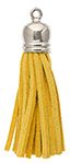 Pack of 4, 5.5cm Yellow and Silver Faux Suede Tassels
