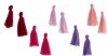 Pack of 10, 1 Inch Mixed Cotton Tassels - Pink Mix