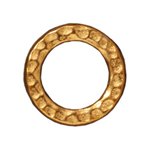 1 13mm TierraCast Round Hammered Bright Gold Circle Link