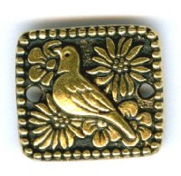 1 15mm TierraCast Antique Gold Square Paloma Bird Link