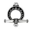 1 Set of 16mm TierraCast Antique Silver Tapered Bali Toggle