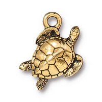 1, 17.25x16.25mm TierraCast Antique Gold Sea Turtle Pendant