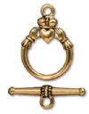 1 22x7mm TierraCast Antique Gold Claddagh Toggle
